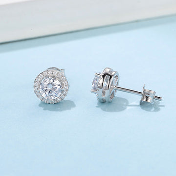 Round Moissanite Ear Studs