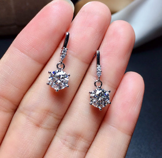 Lusso inspired Italian One Carat Moissanite Diamond Earrings