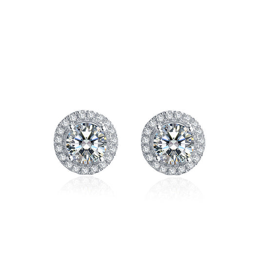 Round Moissanite Ear Studs