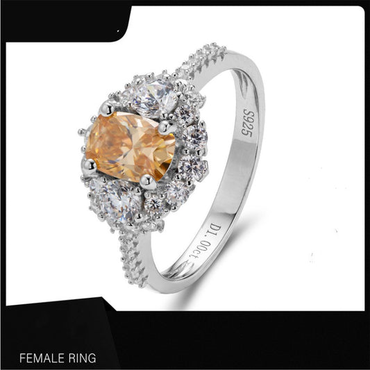 Champagne S925 Silver 18K Gold Plating Moissanite