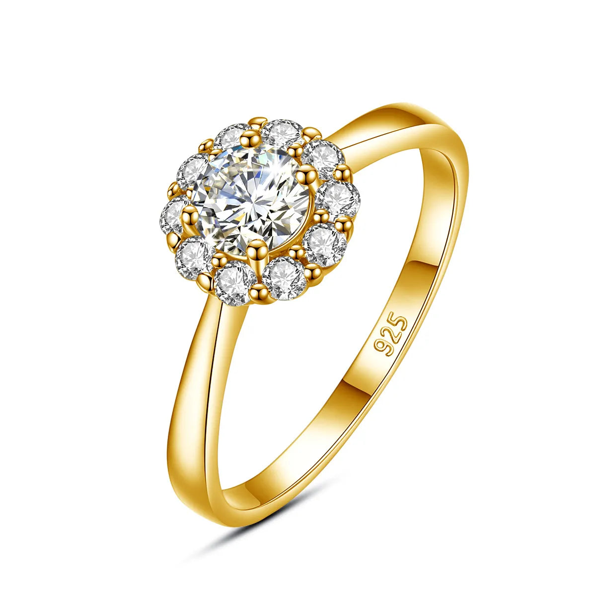 Certified 0.5ct Moissanite Flower Ring: Elegant Wedding & Engagement Jewelry for Women