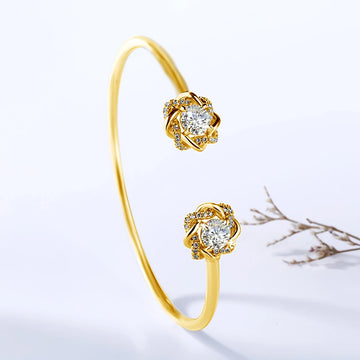 Certified 6.5mm 2ct Moissanite Bangle: Elegant 925 Silver Gold Bracelet