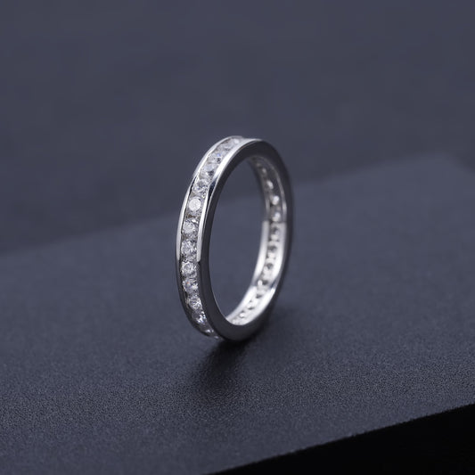 Full Row Moissanite Ring s925 White Gold Plated